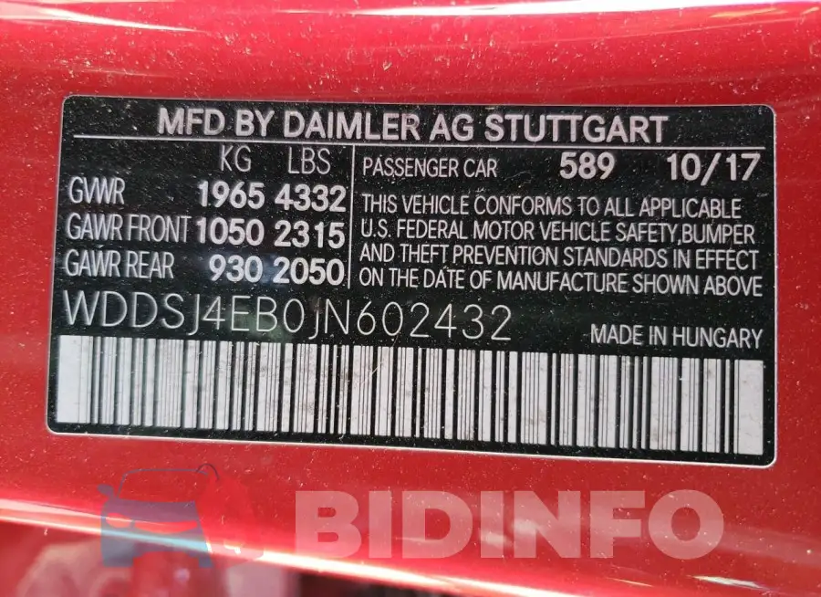 WDDSJ4EB0JN602432 Photo# 12