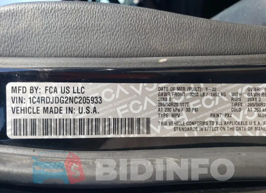 1C4RDJDG2NC205933 Photo# 12