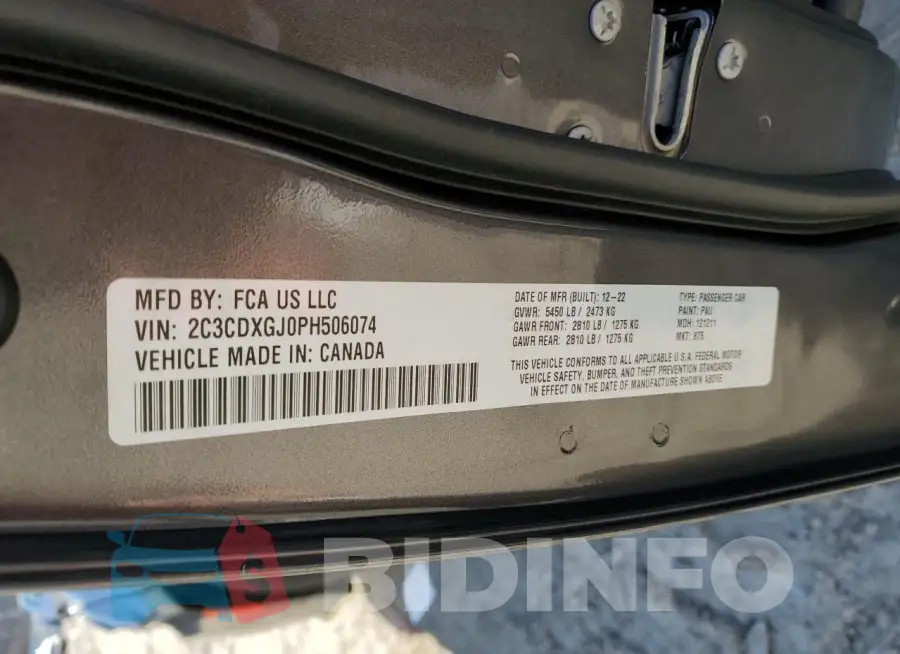 2C3CDXGJ0PH506074 Photo# 12