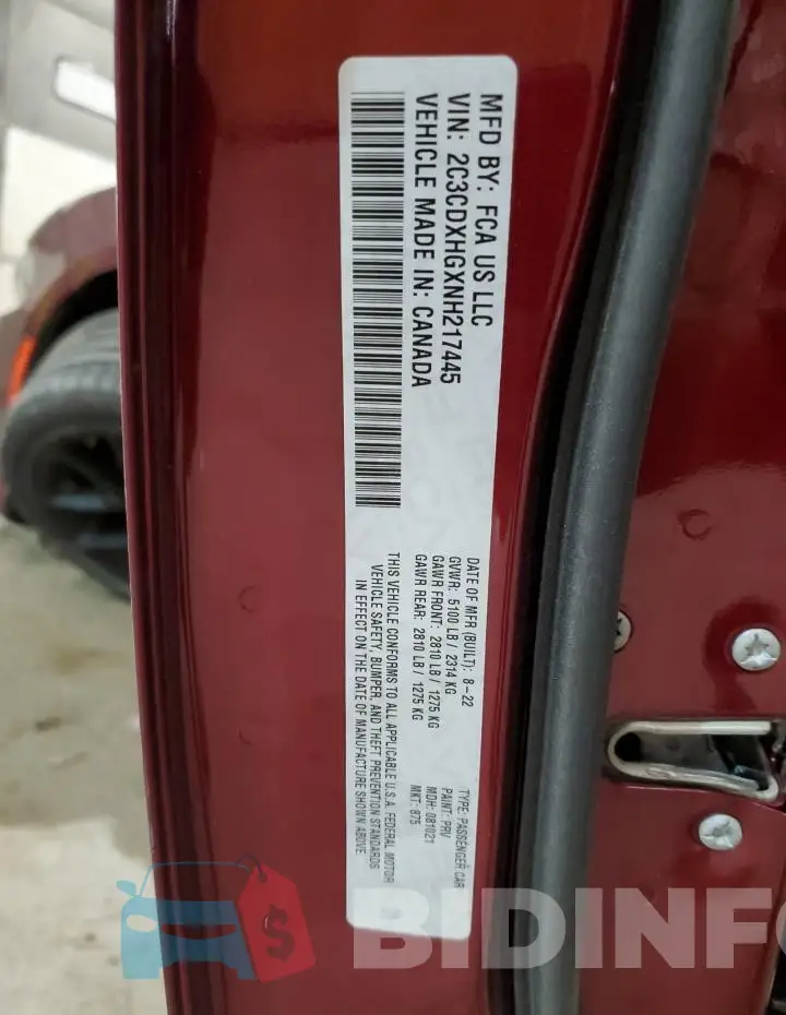 2C3CDXHGXNH217445 Photo# 12