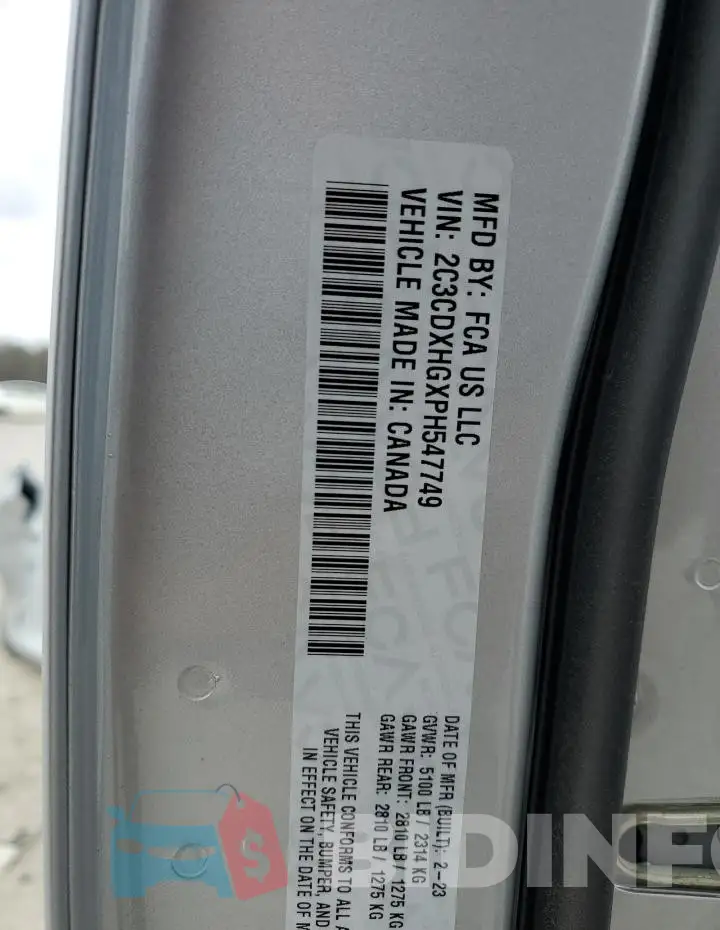 2C3CDXHGXPH547749 Photo# 13