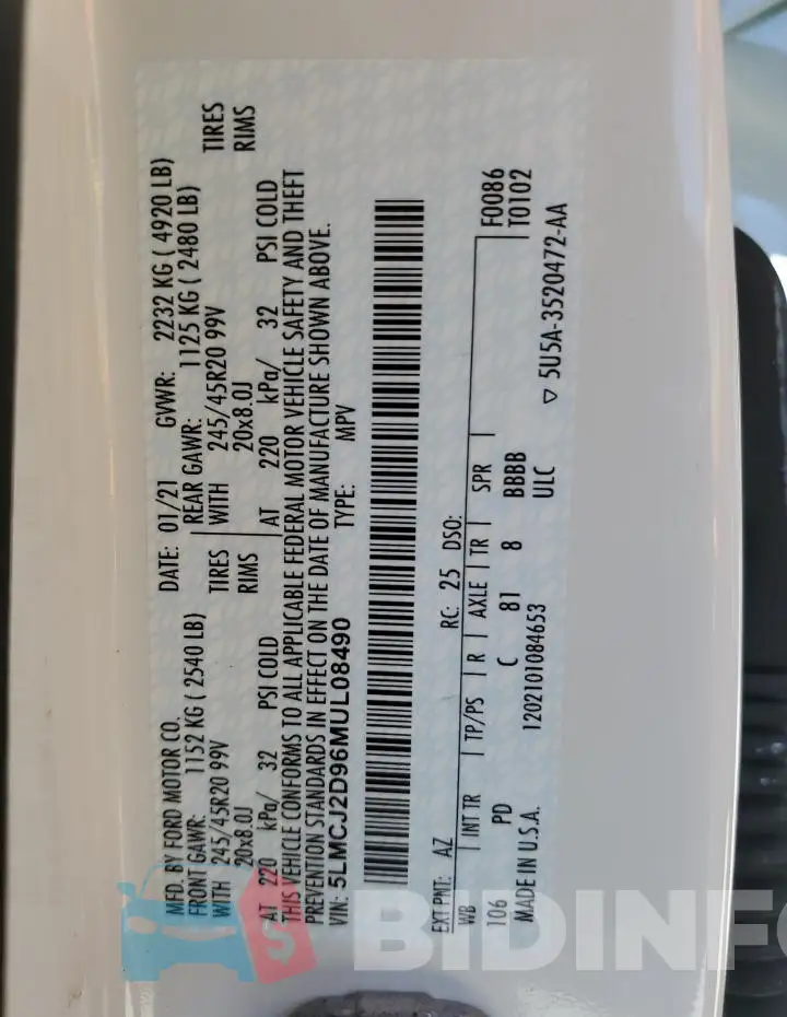 5LMCJ2D96MUL08490 Photo# 13
