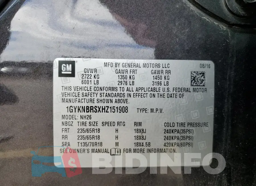 1GYKNBRSXHZ151908 Photo# 12