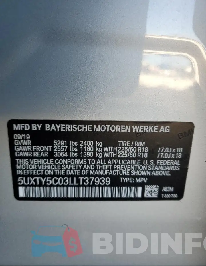 5UXTY5C03LLT37939 Photo# 12