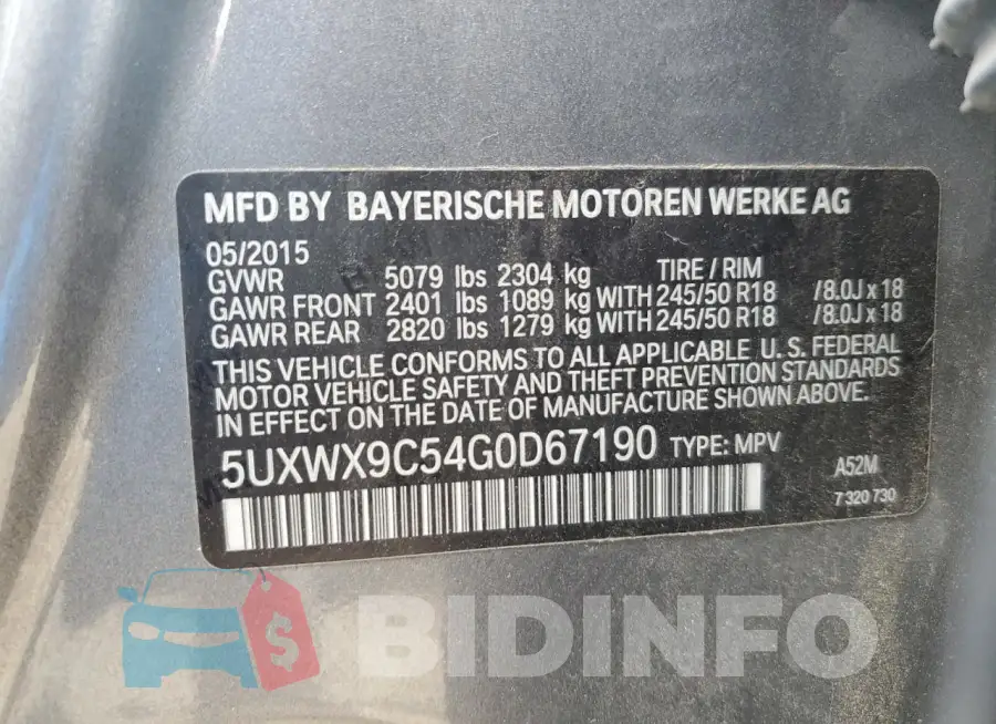 5UXWX9C54G0D67190 Photo# 13