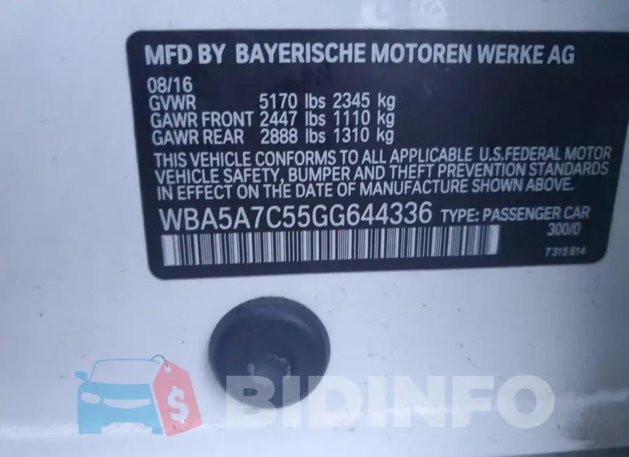 WBA5A7C55GG644336 Photo# 12