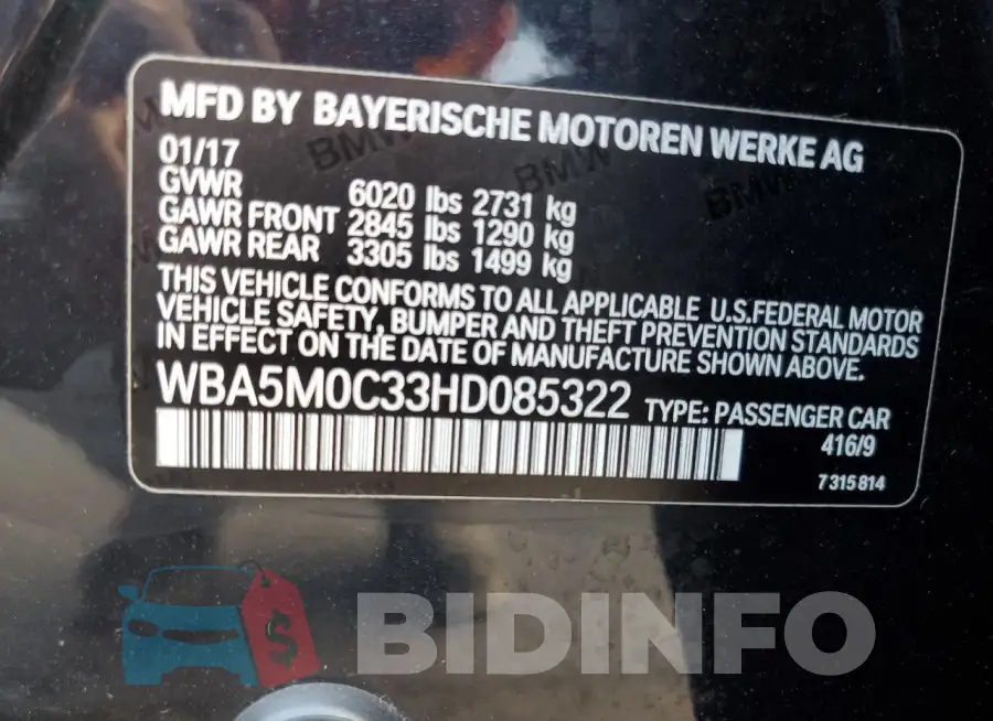 WBA5M0C33HD085322 Photo# 12