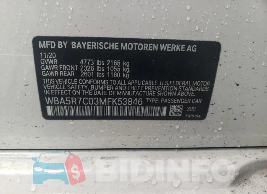 WBA5R7C03MFK53846 Photo# 12