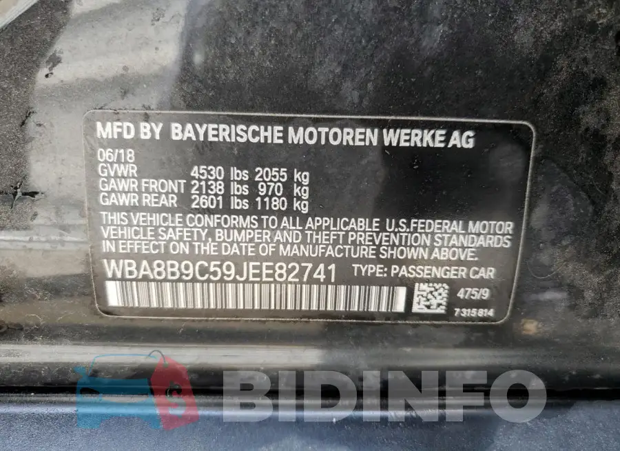 WBA8B9C59JEE82741 Photo# 12