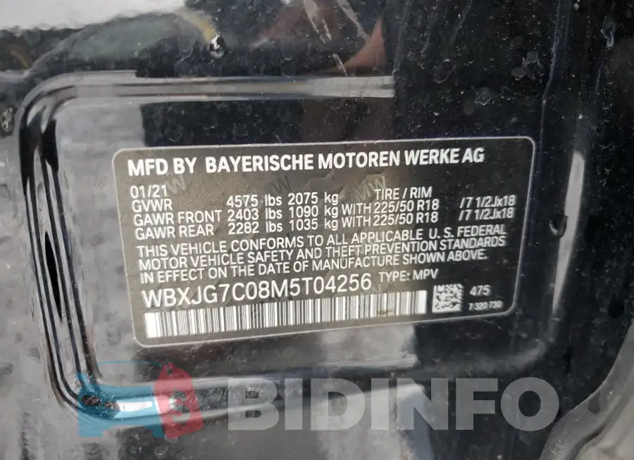 WBXJG7C08M5T04256 Photo# 12
