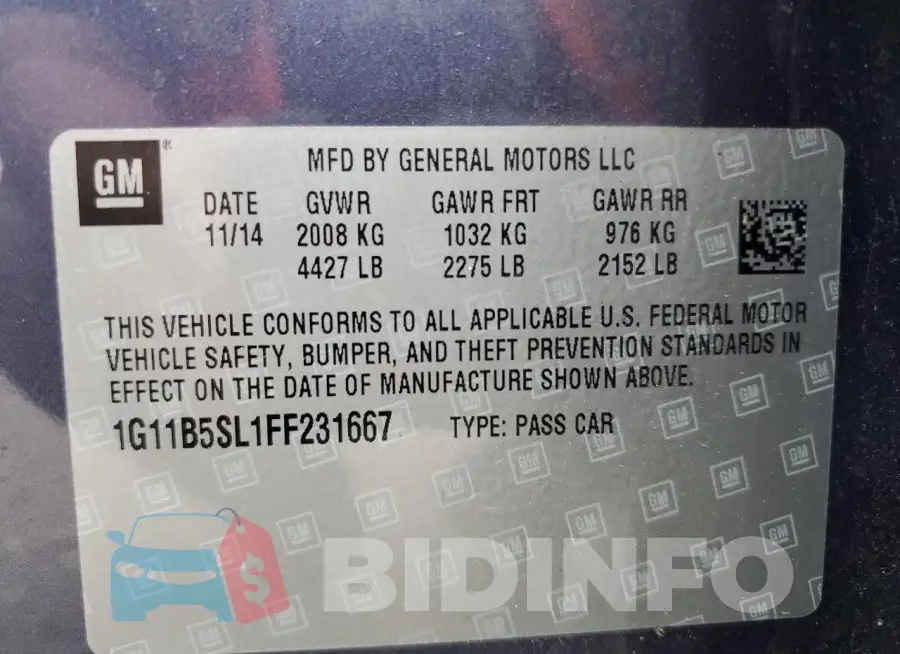 1G11B5SL1FF231667 Photo# 12