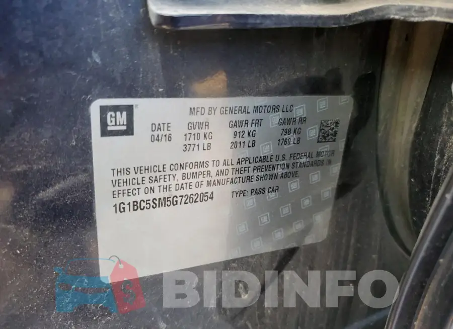 1G1BC5SM5G7262054 Photo# 12