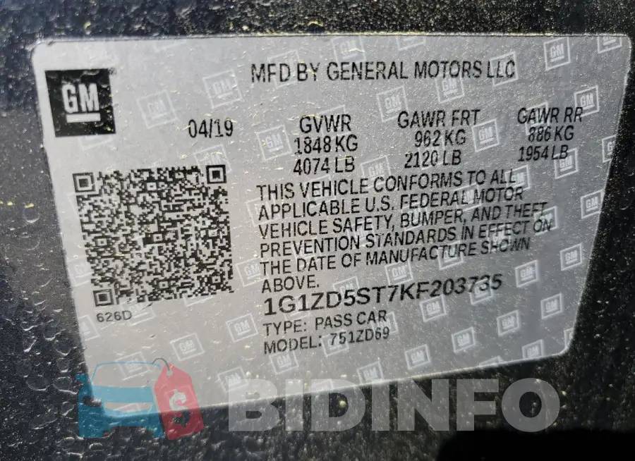 1G1ZD5ST7KF203735 Photo# 12