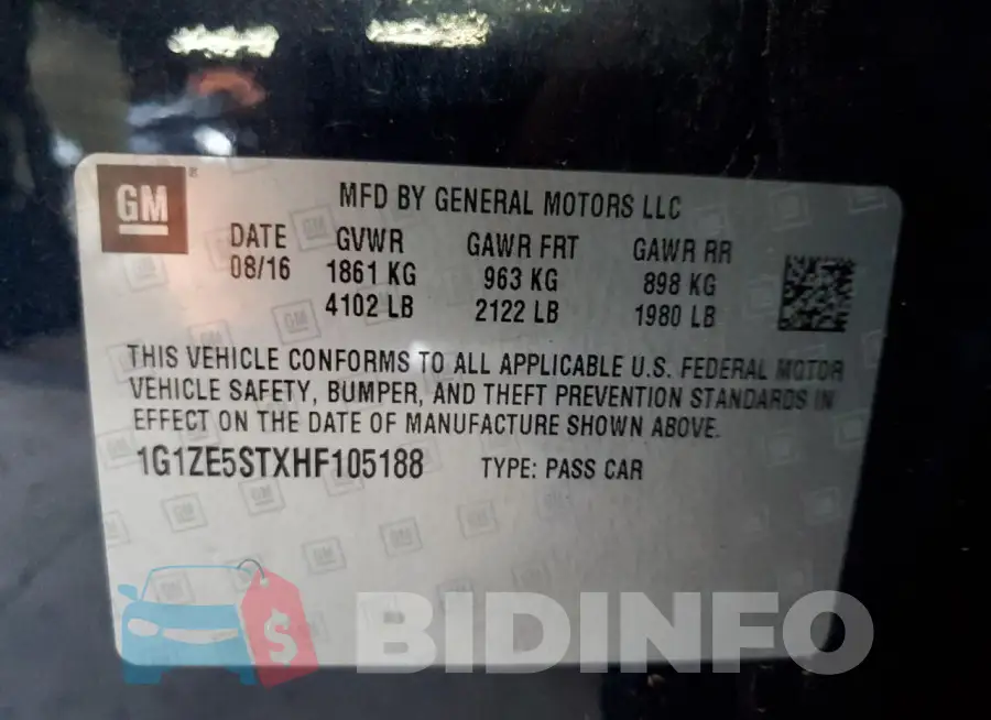 1G1ZE5STXHF105188 Photo# 12