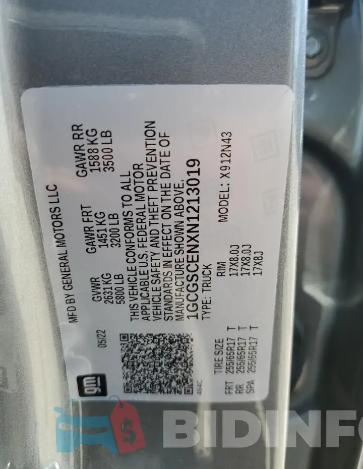 1GCGSCENXN1213019 Photo# 12