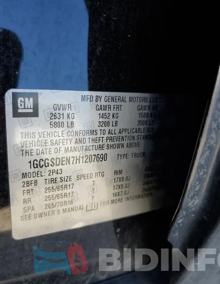 1GCGSDEN7H1207690 Photo# 12