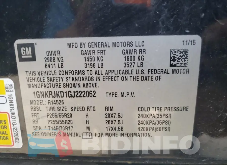 1GNKRJKD1GJ222062 Photo# 13