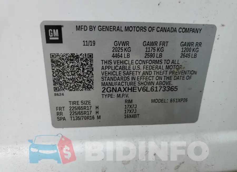 2GNAXHEV6L6173365 Photo# 12