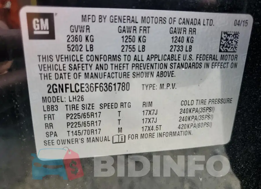 2GNFLCE36F6361780 Photo# 12