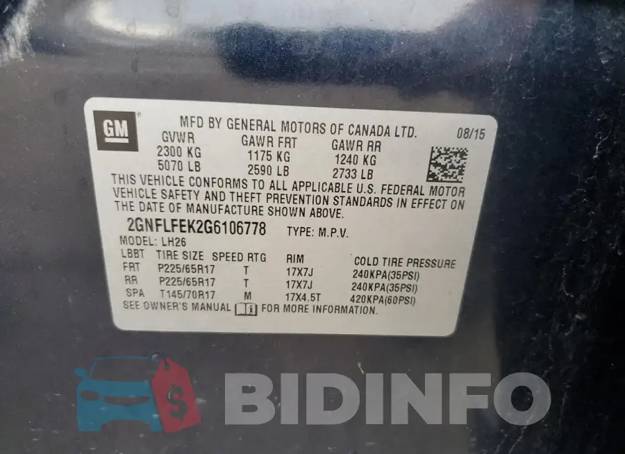 2GNFLFEK2G6106778 Photo# 12