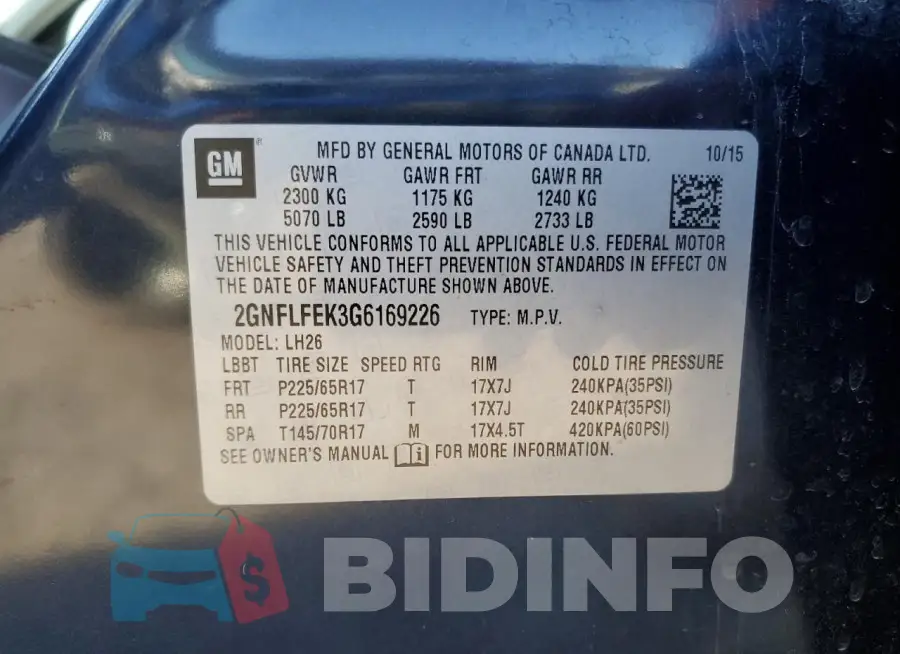 2GNFLFEK3G6169226 Photo# 12