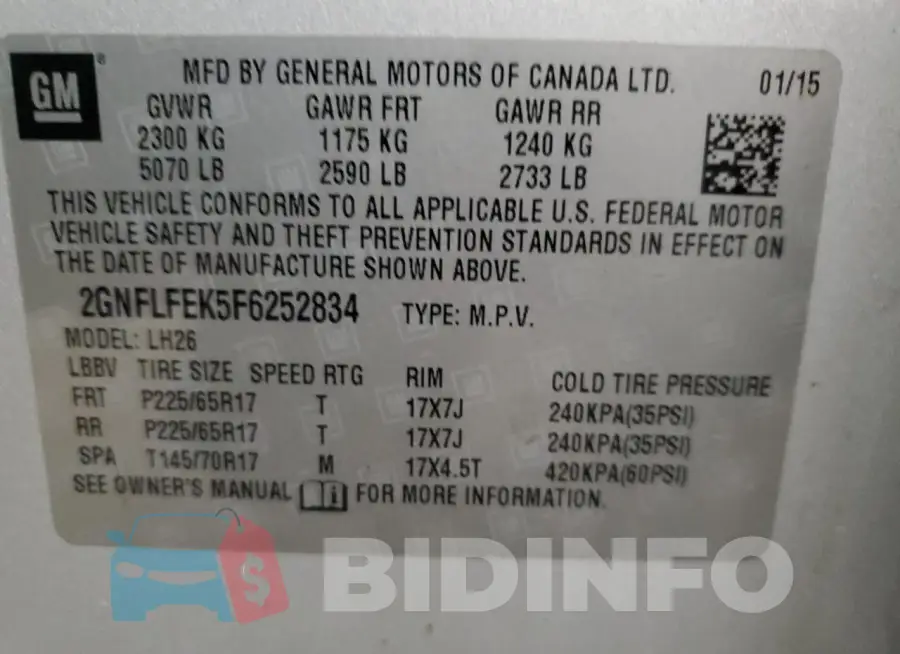 2GNFLFEK5F6252834 Photo# 14