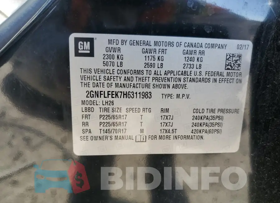 2GNFLFEK7H6311983 Photo# 12