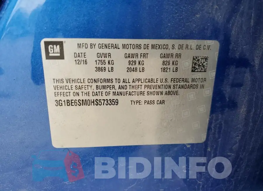 3G1BE6SM0HS573359 Photo# 13