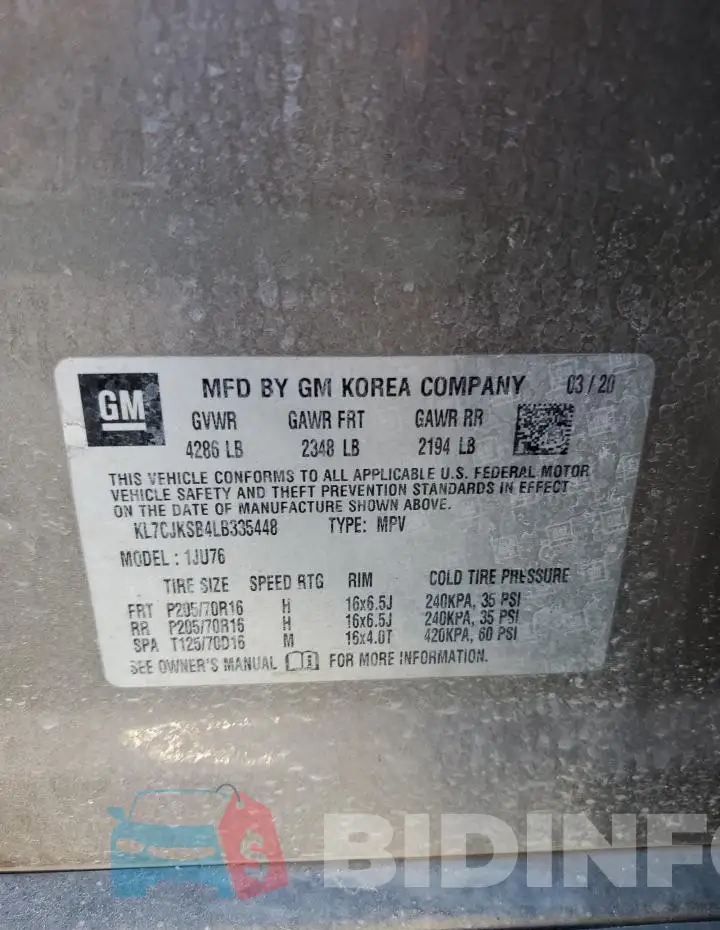KL7CJKSB4LB335448 Photo# 13