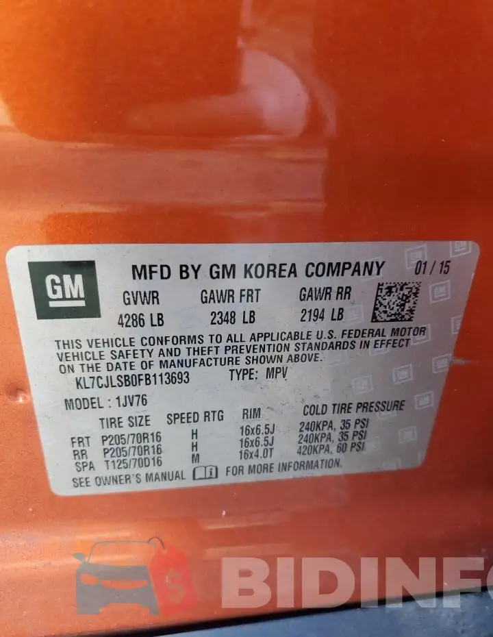 KL7CJLSB0FB113693 Photo# 14