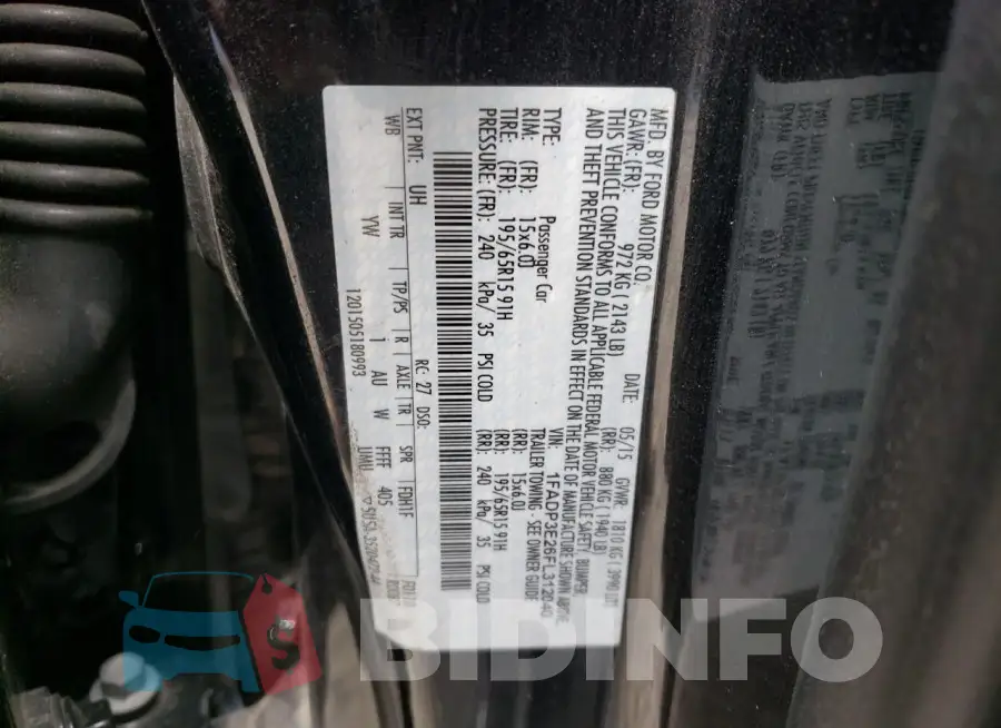 1FADP3E26FL312040 Photo# 12