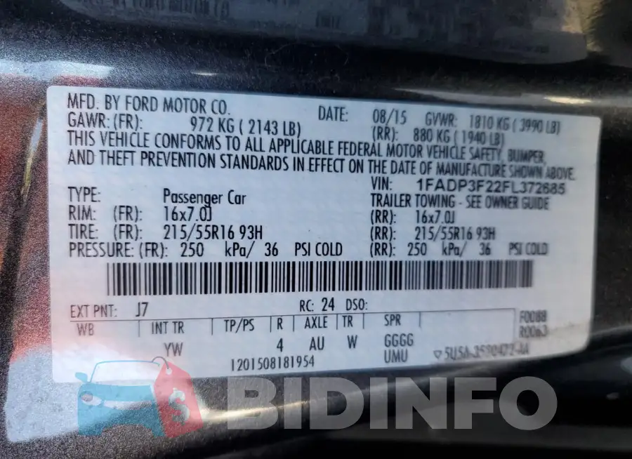 1FADP3F22FL372685 Photo# 13