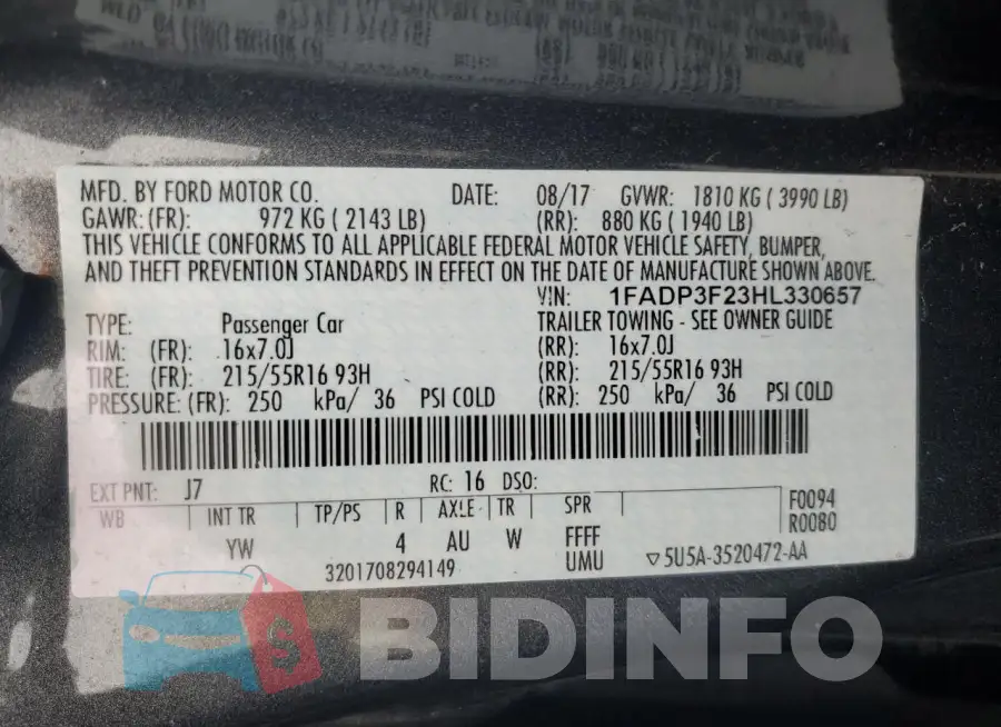1FADP3F23HL330657 Photo# 13