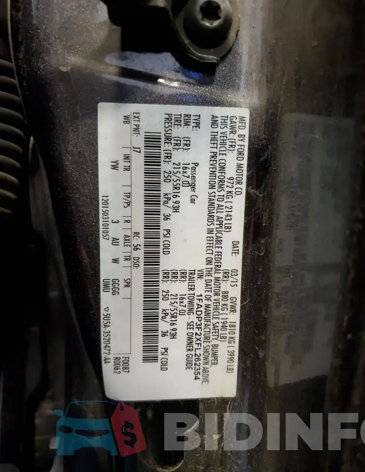 1FADP3F2XFL262354 Photo# 12