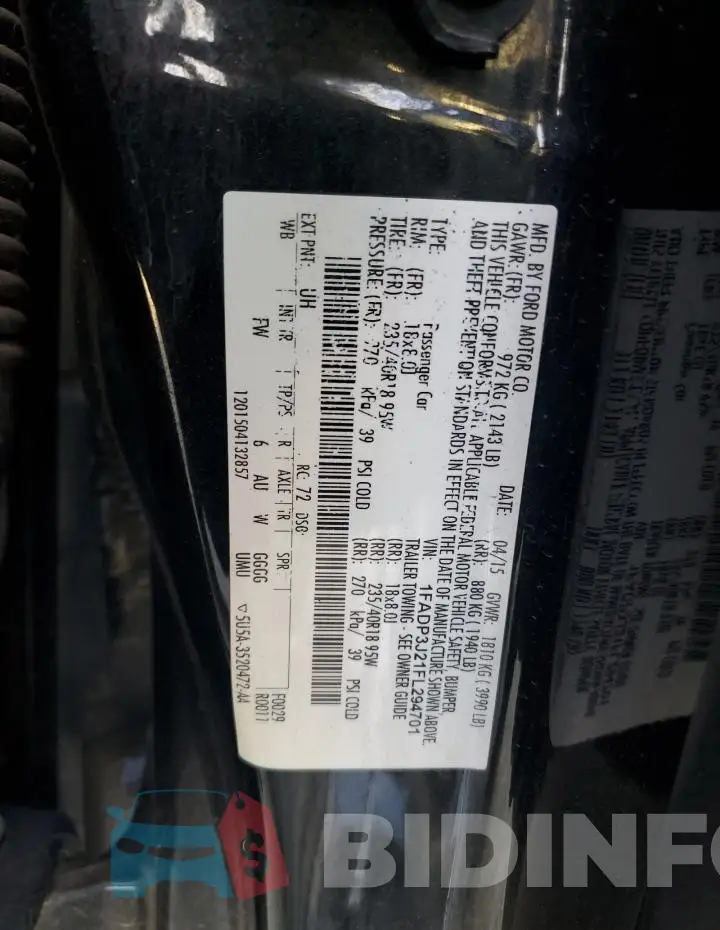 1FADP3J21FL294701 Photo# 12