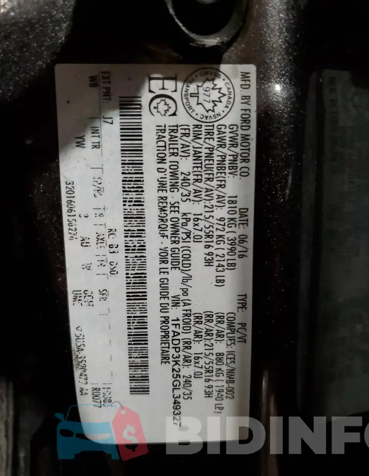 1FADP3K25GL349327 Photo# 12