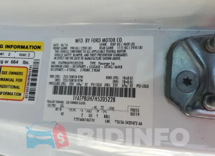 1FATP8UH7H5205228 Photo# 12