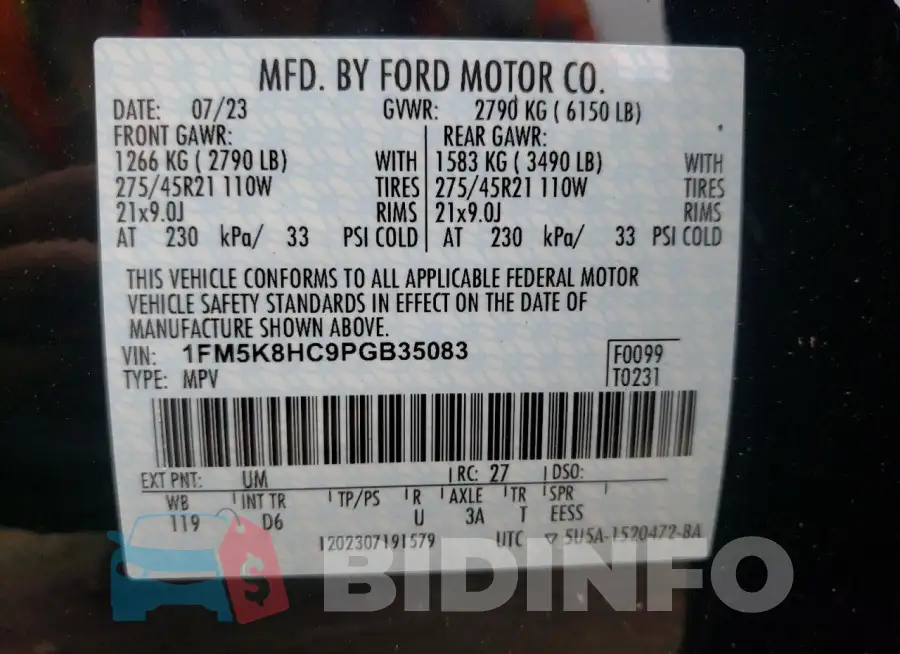 1FM5K8HC9PGB35083 Photo# 14