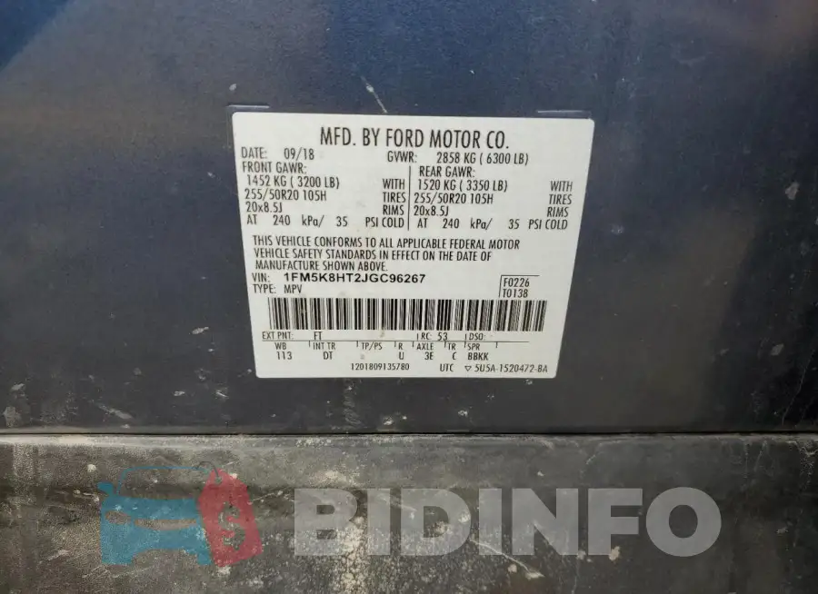 1FM5K8HT2JGC96267 Photo# 12