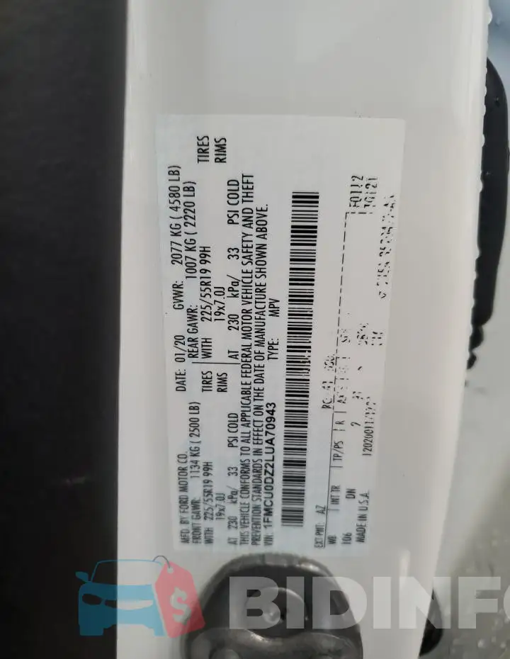 1FMCU0DZ2LUA70943 Photo# 12