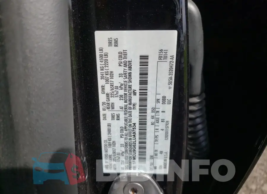 1FMCU9G62LUA97534 Photo# 13
