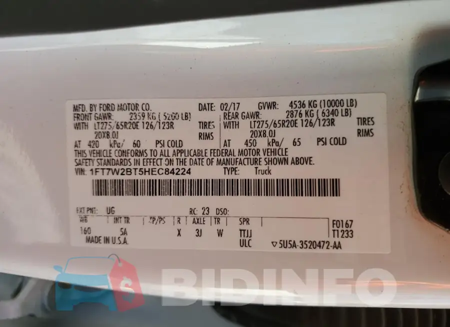 1FT7W2BT5HEC84224 Photo# 12
