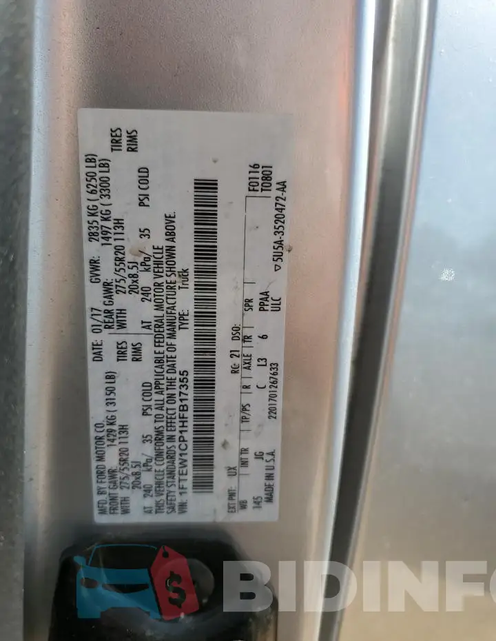 1FTEW1CP1HFB17355 Photo# 12