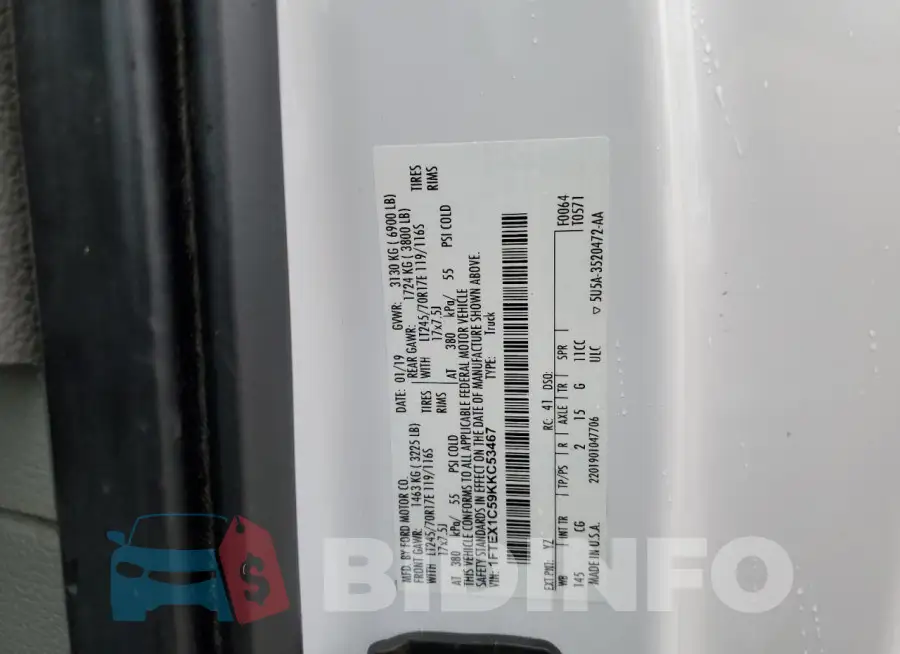 1FTEX1C59KKC53467 Photo# 12