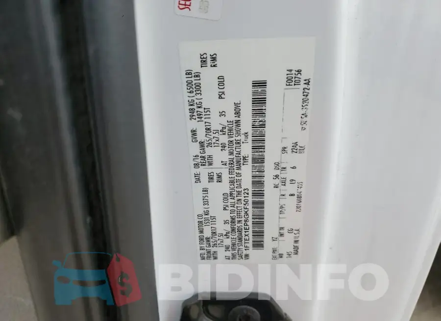 1FTEX1EP8GKF50123 Photo# 12