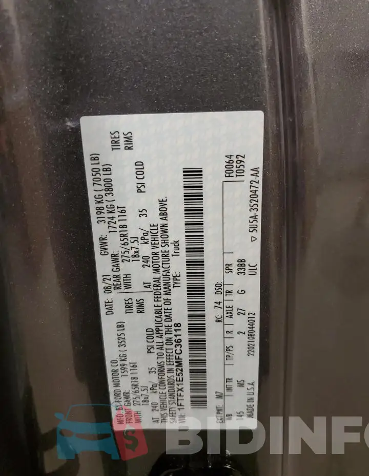 1FTFX1E52MFC36118 Photo# 12
