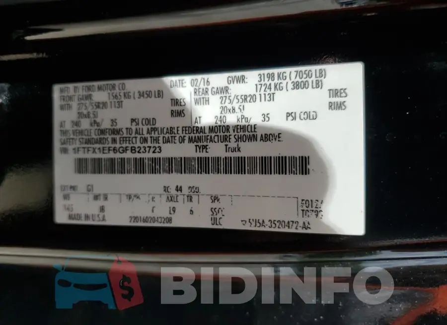 1FTFX1EF6GFB23723 Photo# 12