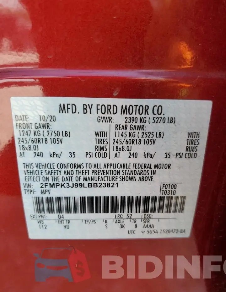 2FMPK3J99LBB23821 Photo# 13