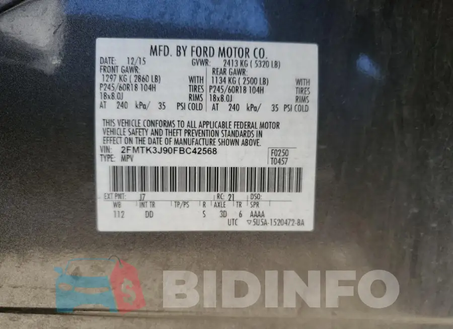 2FMTK3J90FBC42568 Photo# 13