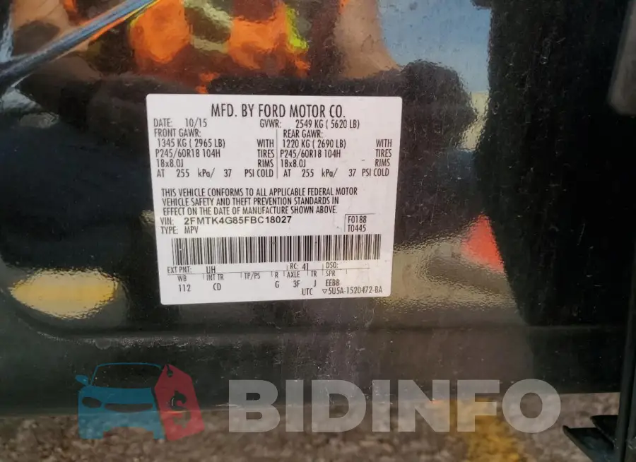 2FMTK4G85FBC18027 Photo# 12